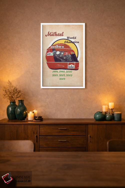 تابلو دکوراتیو کلاه ایمنی رتو مایکل شوماخر اثر پاپ کالت پوسترز - D1W