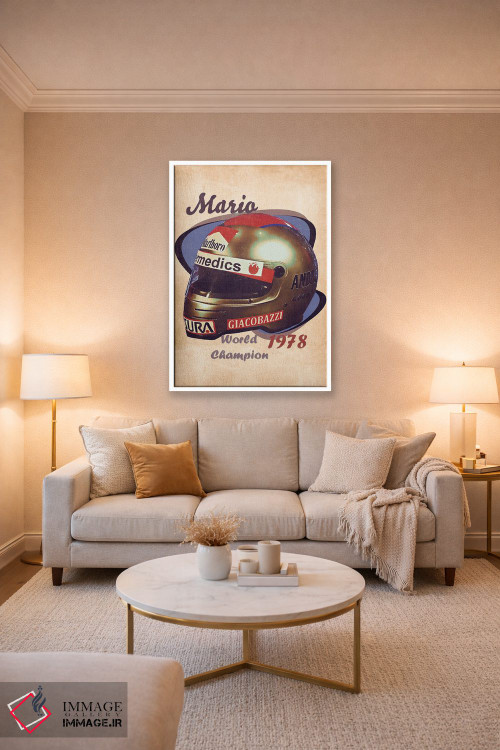 تابلو دکوراتیو کلاه ایمنی رتو ماریو آندرتی اثر پاپ کالت پوسترز - D3W