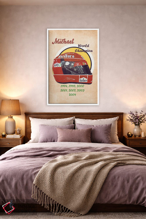 تابلو دکوراتیو کلاه ایمنی رتو مایکل شوماخر اثر پاپ کالت پوسترز - D3W