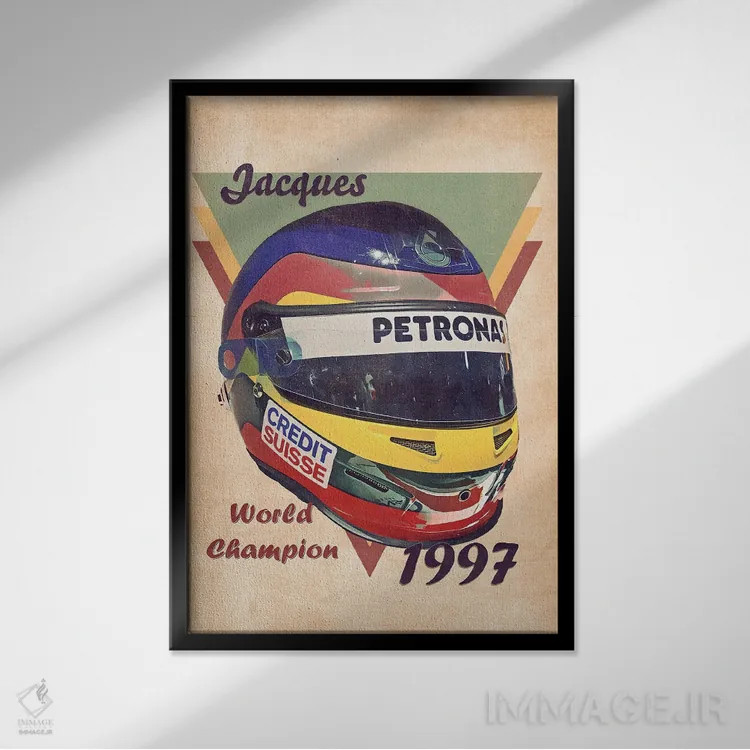 تابلو دکوراتیو کلاه ایمنی رتو ژاک ویلنوف اثر پاپ کالت پوسترز - نمای قابدار مشکی