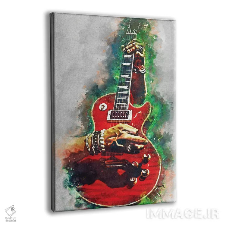 تابلو دکوراتیو گیتار قرمز خونین اسلش اثر پاپ کالت پوسترز - نمای پرسپکتیو محصول