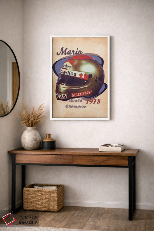 تابلو دکوراتیو کلاه ایمنی رتو ماریو آندرتی اثر پاپ کالت پوسترز - D4W