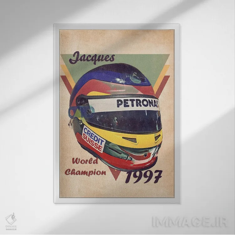 تابلو دکوراتیو کلاه ایمنی رتو ژاک ویلنوف اثر پاپ کالت پوسترز - نمای قابدار سفید