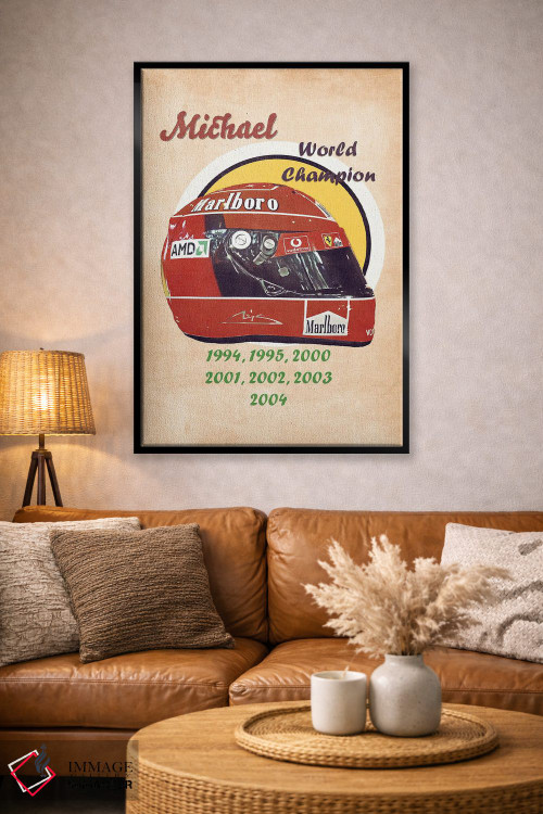 تابلو دکوراتیو کلاه ایمنی رتو مایکل شوماخر اثر پاپ کالت پوسترز - D5B