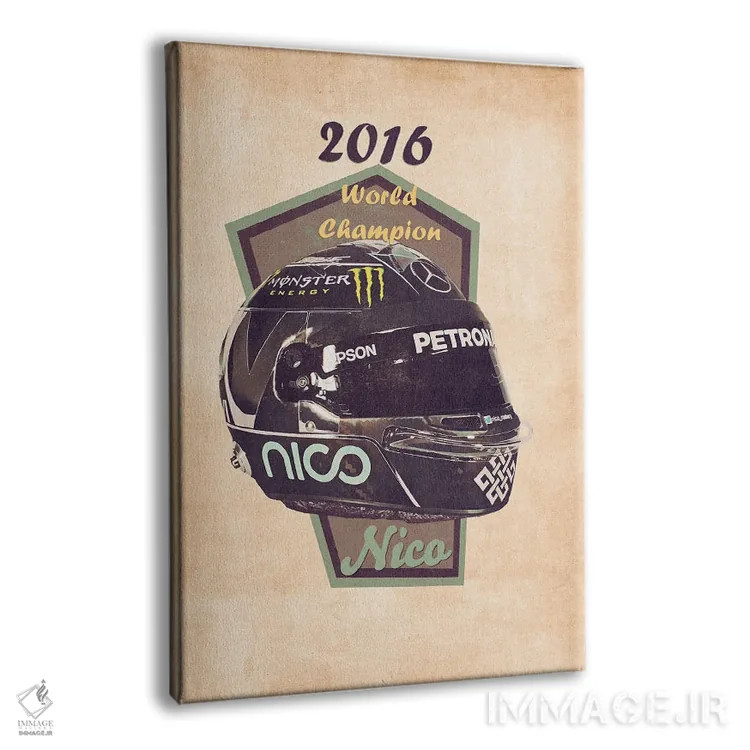 تابلو دکوراتیو کلاه ایمنی قدیمی نیکو روزبرگ اثر پاپ کالت پوسترز - نمای پرسپکتیو محصول