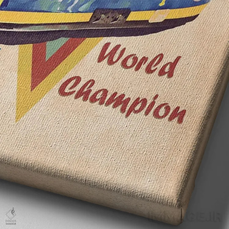 تابلو دکوراتیو کلاه ایمنی قدیمی فرناندو آلونسو اثر پاپ کالت پوسترز - نمای نزدیک بافت بوم