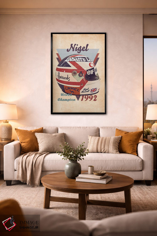 تابلو دکوراتیو کلاه ایمنی رتو نیجل منسل اثر پاپ کالت پوسترز - D1B