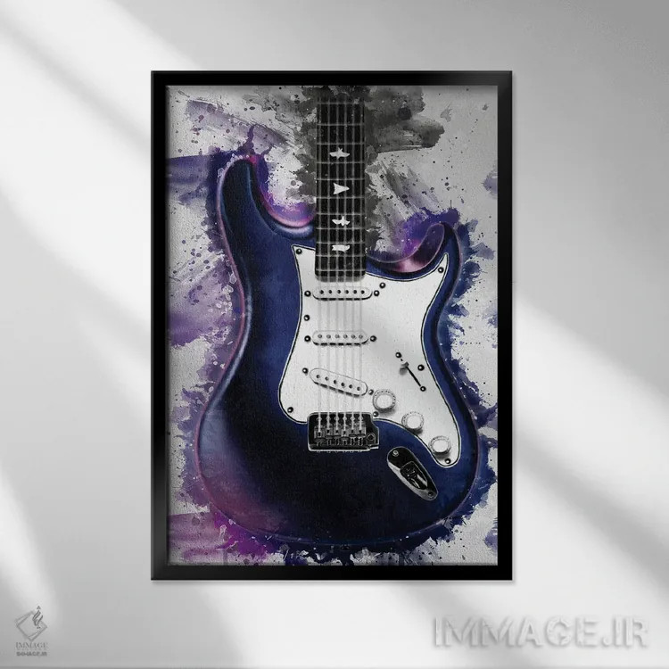 تابلو دکوراتیو گیتار برقی نبولا جان مایر اثر پاپ کالت پوسترز - نمای قابدار مشکی