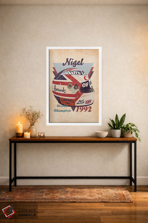 تابلو دکوراتیو کلاه ایمنی رتو نیجل منسل اثر پاپ کالت پوسترز - D2W