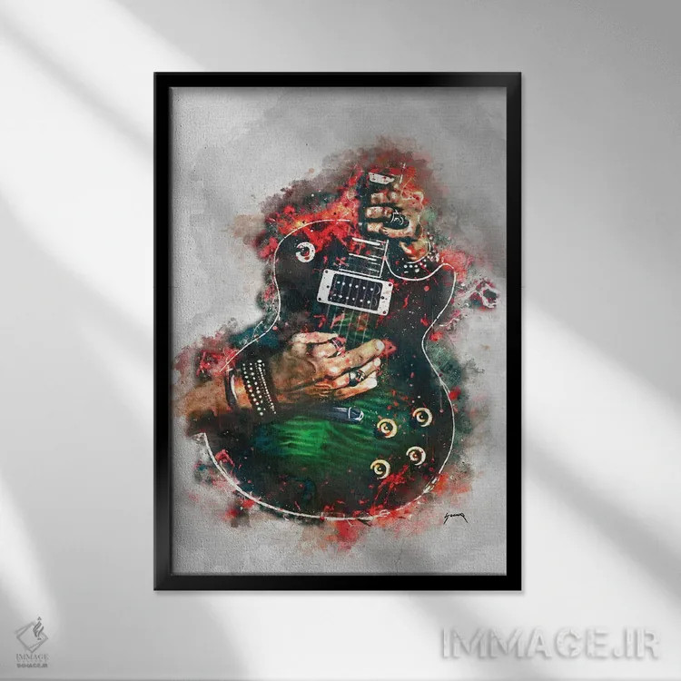 تابلو دکوراتیو گیتار برقی اسلشر آناکوندا اثر پاپ کالت پوسترز - نمای قابدار مشکی