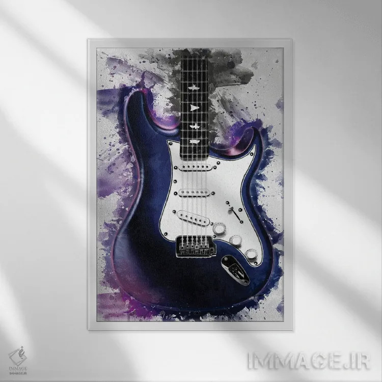 تابلو دکوراتیو گیتار برقی نبولا جان مایر اثر پاپ کالت پوسترز - نمای قابدار سفید