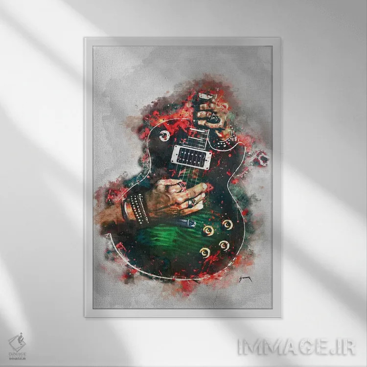 تابلو دکوراتیو گیتار برقی اسلشر آناکوندا اثر پاپ کالت پوسترز - نمای قابدار سفید