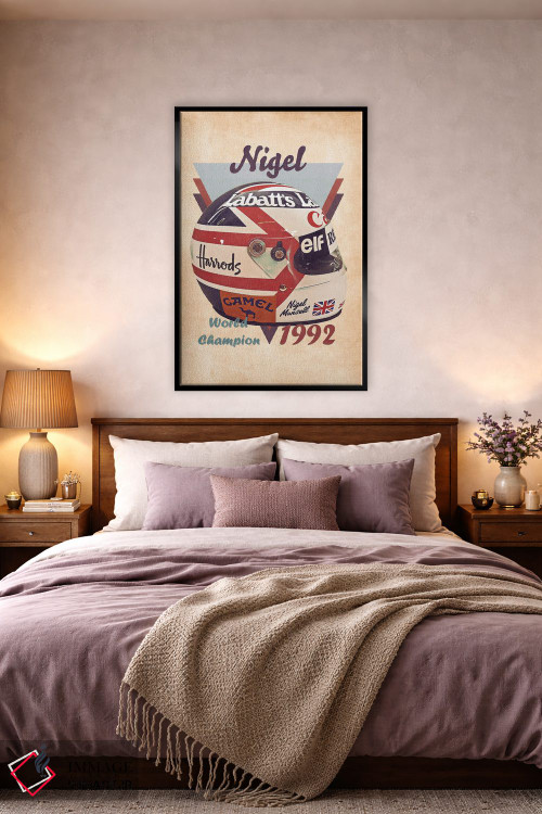 تابلو دکوراتیو کلاه ایمنی رتو نیجل منسل اثر پاپ کالت پوسترز - D5B