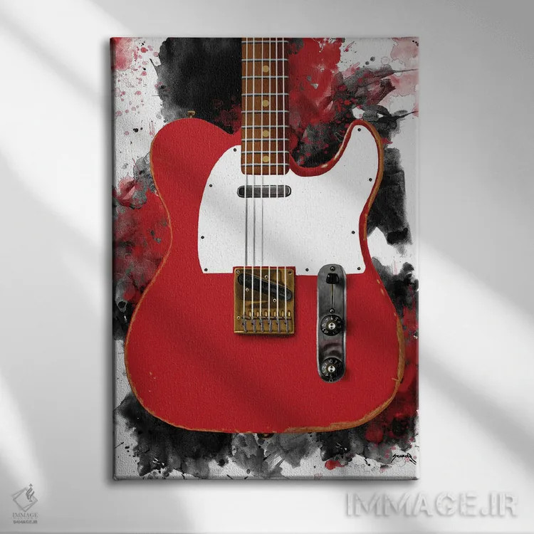 تابلو دکوراتیو گیتار برقی مودی واترز اثر پاپ کالت پوسترز - نمای روبهرو روی دیوار