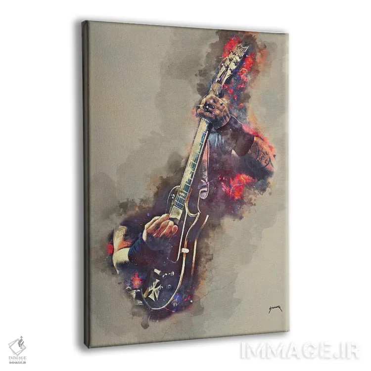 تابلو دکوراتیو گیتار برقی جیمز هتفیلد اثر پاپ کالت پوسترز - نمای پرسپکتیو محصول