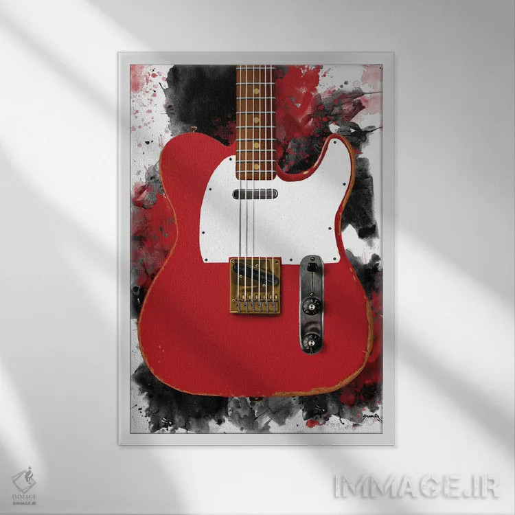 تابلو دکوراتیو گیتار برقی مودی واترز اثر پاپ کالت پوسترز - نمای قابدار سفید