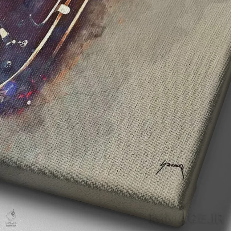 تابلو دکوراتیو گیتار برقی جیمز هتفیلد اثر پاپ کالت پوسترز - نمای نزدیک بافت بوم