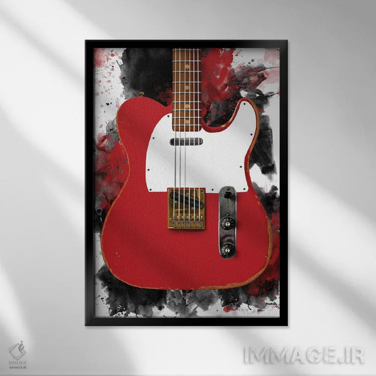 تابلو دکوراتیو گیتار برقی مودی واترز اثر پاپ کالت پوسترز - نمای قابدار مشکی