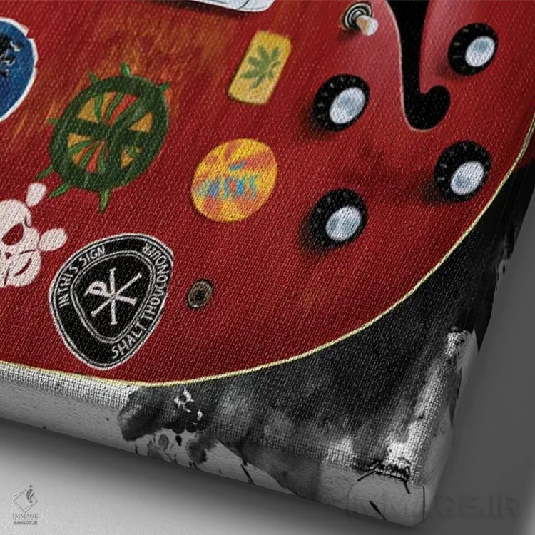 تابلو دکوراتیو گیتار برقی آلوین لی اثر پاپ کالت پوسترز - نمای نزدیک بافت بوم