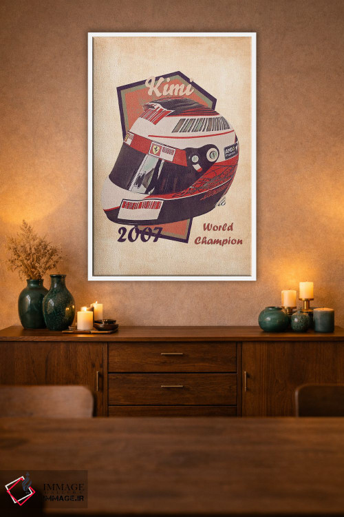 تابلو دکوراتیو کلاه ایمنی قدیمی کیمی رایکونن اثر پاپ کالت پوسترز - D1W