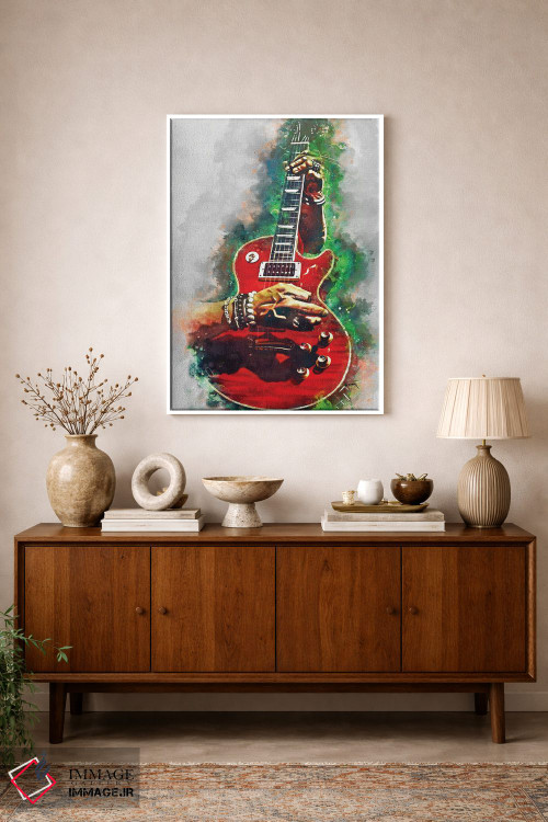 تابلو دکوراتیو گیتار قرمز خونین اسلش اثر پاپ کالت پوسترز - D1W