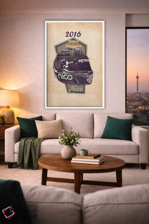 تابلو دکوراتیو کلاه ایمنی قدیمی نیکو روزبرگ اثر پاپ کالت پوسترز - D1W