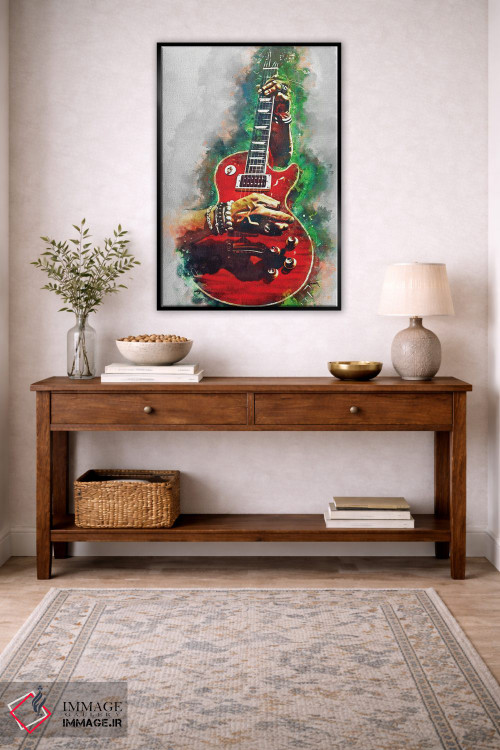 تابلو دکوراتیو گیتار قرمز خونین اسلش اثر پاپ کالت پوسترز - D3B