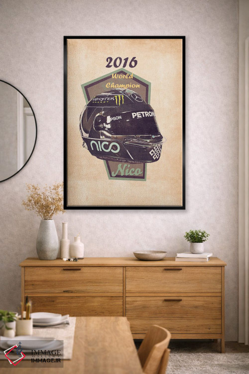 تابلو دکوراتیو کلاه ایمنی قدیمی نیکو روزبرگ اثر پاپ کالت پوسترز - D2B