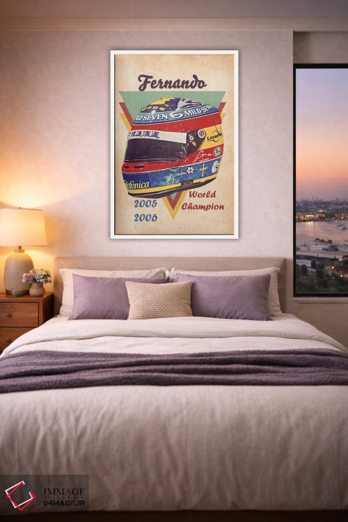 تابلو دکوراتیو کلاه ایمنی قدیمی فرناندو آلونسو اثر پاپ کالت پوسترز - D4W