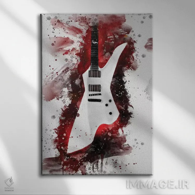 تابلو دکوراتیو گیتار جیمز هتفیلد II اثر پاپ کالت پوسترز - نمای روبهرو روی دیوار
