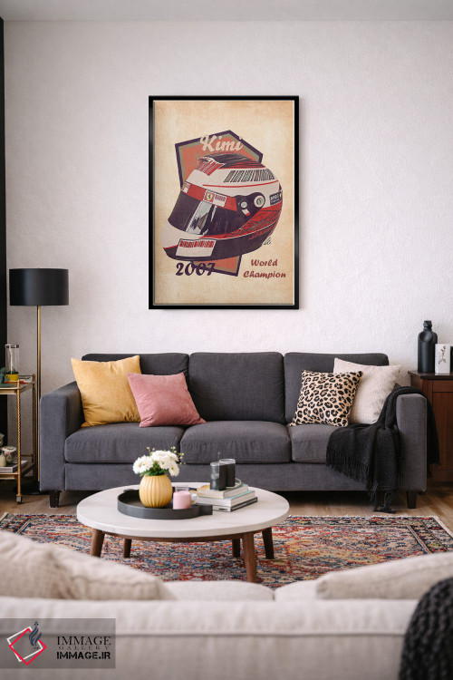 تابلو دکوراتیو کلاه ایمنی قدیمی کیمی رایکونن اثر پاپ کالت پوسترز - D4B