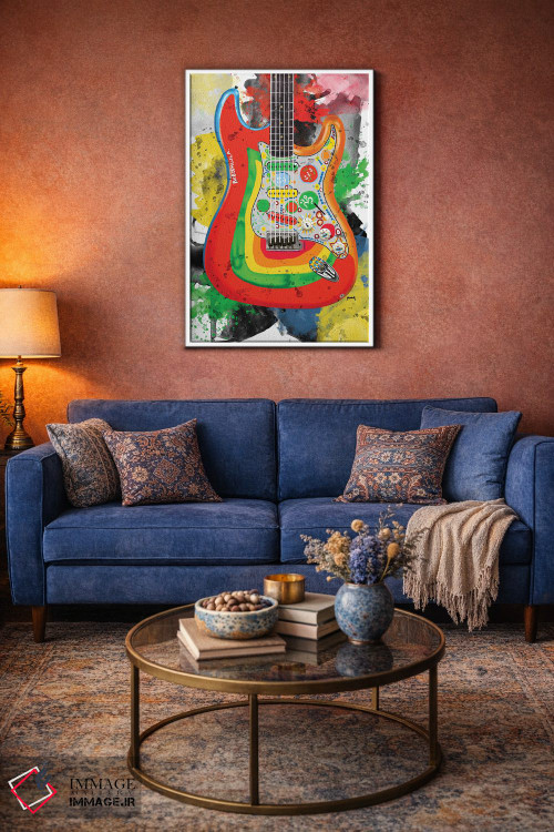 تابلو دکوراتیو گیتار راکی جورج هریسون اثر پاپ کالت پوسترز - D3W