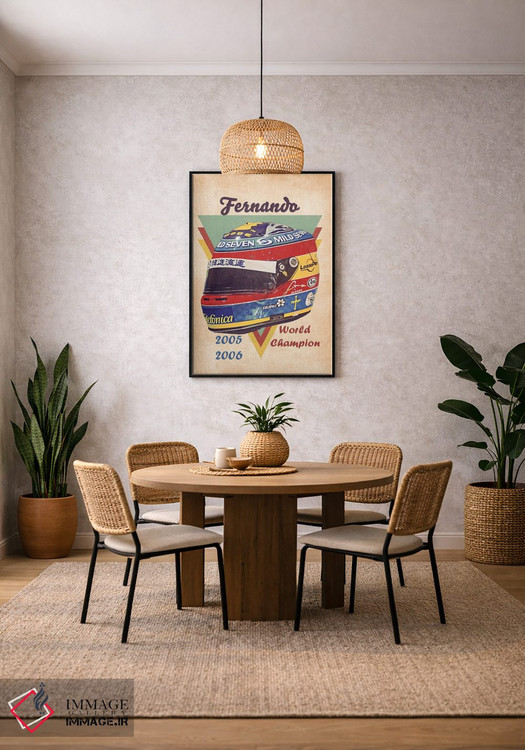 تابلو دکوراتیو کلاه ایمنی قدیمی فرناندو آلونسو اثر پاپ کالت پوسترز - D5B