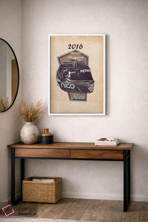 تابلو دکوراتیو کلاه ایمنی قدیمی نیکو روزبرگ اثر پاپ کالت پوسترز - D4W