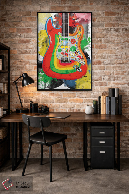 تابلو دکوراتیو گیتار راکی جورج هریسون اثر پاپ کالت پوسترز - D5B