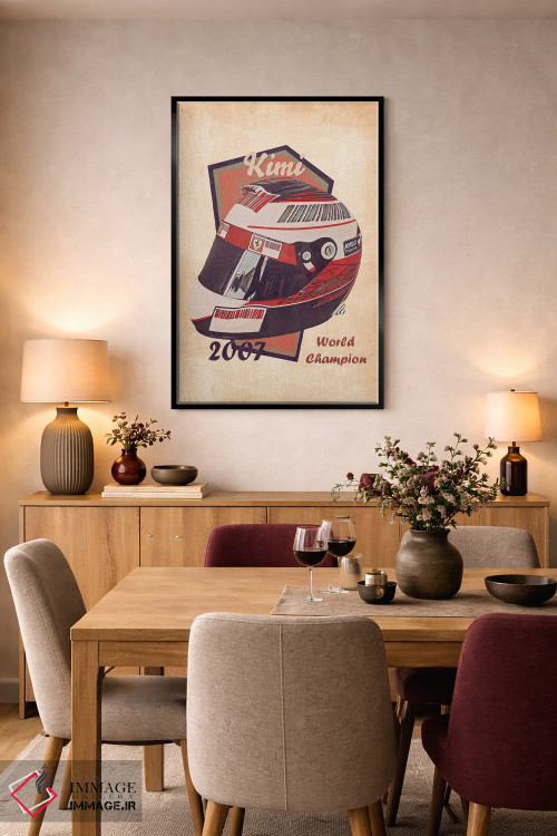 تابلو دکوراتیو کلاه ایمنی قدیمی کیمی رایکونن اثر پاپ کالت پوسترز - D5B