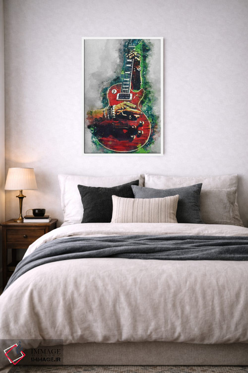 تابلو دکوراتیو گیتار قرمز آتشین اسلش اثر پاپ کالت پوسترز - D5W