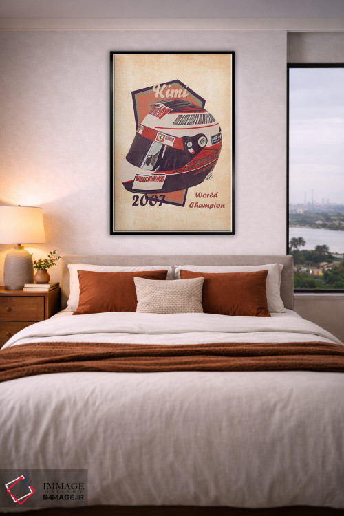 تابلو دکوراتیو کلاه ایمنی قدیمی کیمی رایکونن اثر پاپ کالت پوسترز - D6B