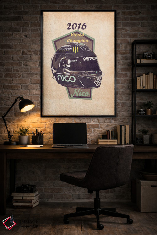 تابلو دکوراتیو کلاه ایمنی قدیمی نیکو روزبرگ اثر پاپ کالت پوسترز - D5B