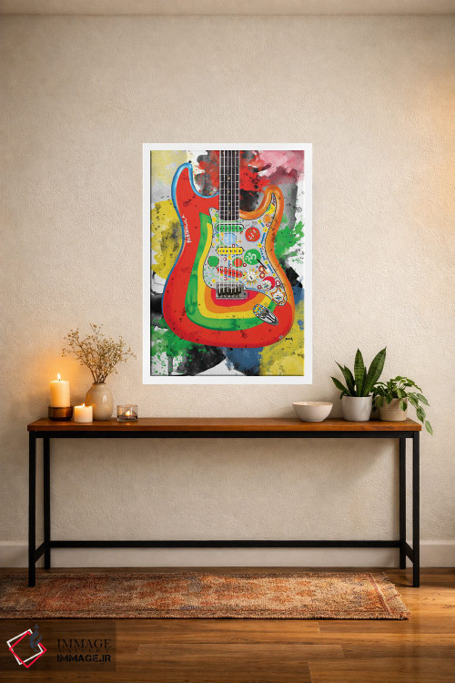 تابلو دکوراتیو گیتار راکی جورج هریسون اثر پاپ کالت پوسترز - D4W