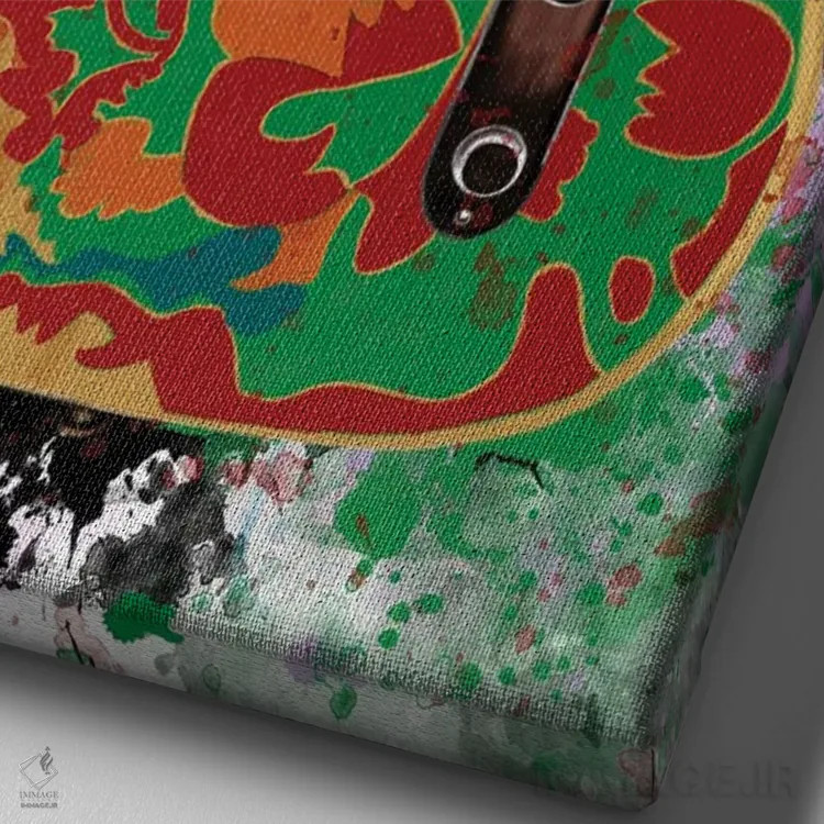 تابلو دکوراتیو گیتار اژدها جیمی پیج اثر پاپ کالت پوسترز - نمای نزدیک بافت بوم