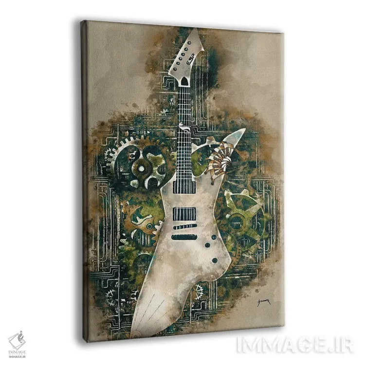 تابلو دکوراتیو گیتار استیم پانک اسنیکبایت جیمز هتفیلد اثر پاپ کالت پوسترز - نمای پرسپکتیو محصول