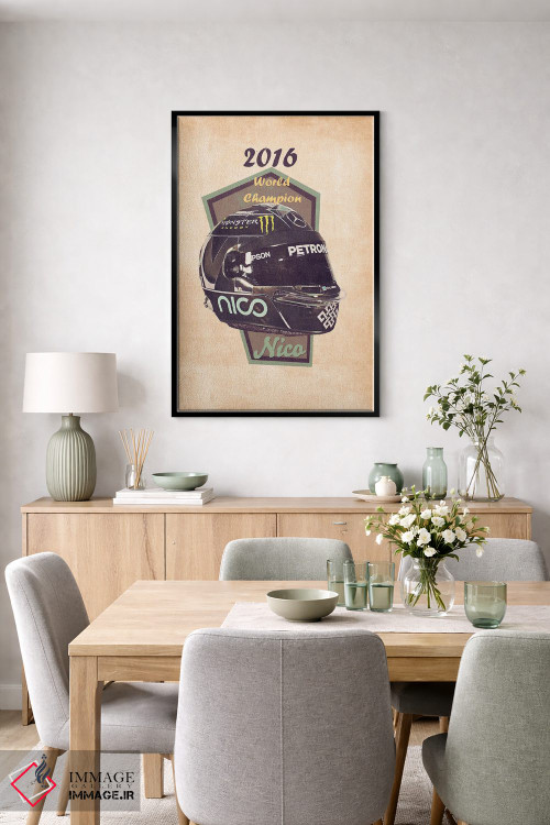 تابلو دکوراتیو کلاه ایمنی قدیمی نیکو روزبرگ اثر پاپ کالت پوسترز - D6B