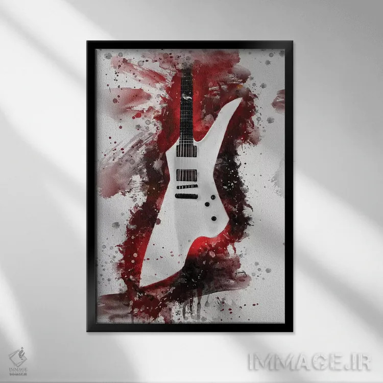 تابلو دکوراتیو گیتار جیمز هتفیلد II اثر پاپ کالت پوسترز - نمای قابدار مشکی