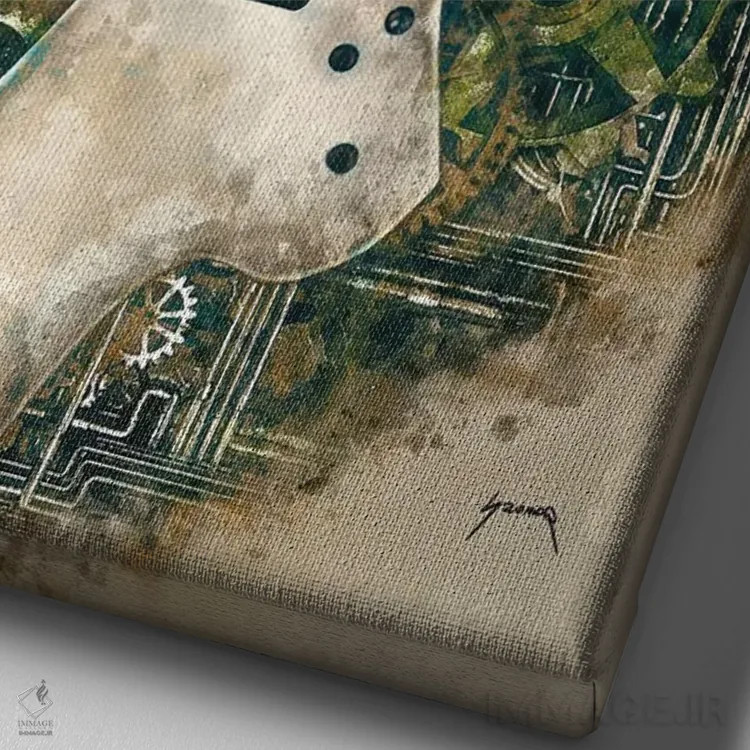 تابلو دکوراتیو گیتار استیم پانک اسنیکبایت جیمز هتفیلد اثر پاپ کالت پوسترز - نمای نزدیک بافت بوم