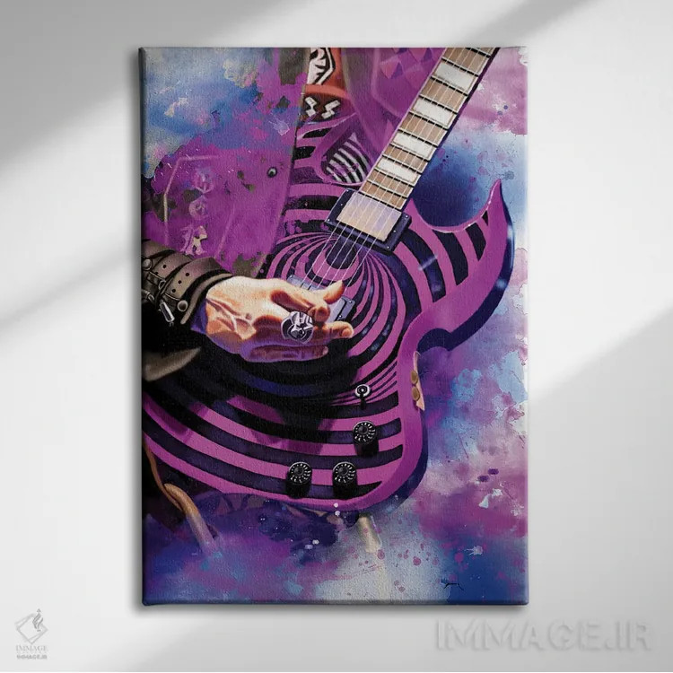 تابلو دکوراتیو گیتار زاک اثر پاپ کالت پوسترز - نمای روبهرو روی دیوار