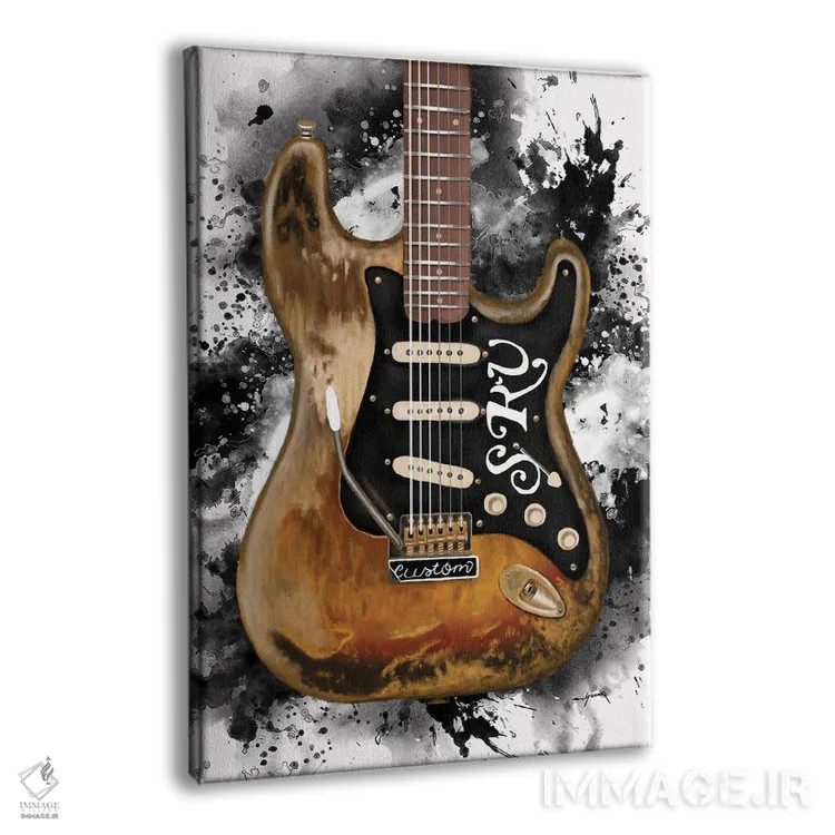 تابلو دکوراتیو گیتار استیوی اثر پاپ کالت پوسترز - نمای پرسپکتیو محصول