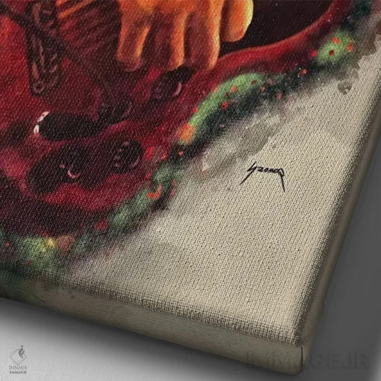 تابلو دکوراتیو گیتار برقی جیمی پیج اثر پاپ کالت پوسترز - نمای نزدیک بافت بوم