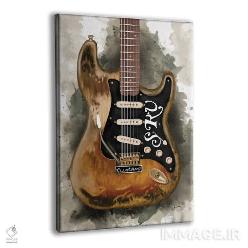 تابلو دکوراتیو گیتار برقی وینتج استیوی ری واهان اثر پاپ کالت پوسترز - نمای پرسپکتیو محصول
