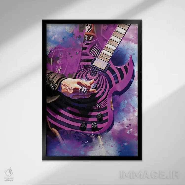 تابلو دکوراتیو گیتار زاک اثر پاپ کالت پوسترز - نمای قابدار مشکی